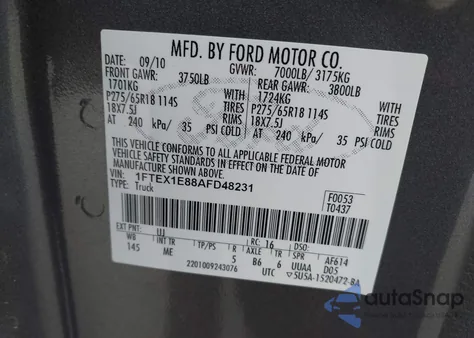 2010 Ford F-150 Stx/Xl/Xlt from USA, damaged, VIN 1FTEX1E88AFD48231